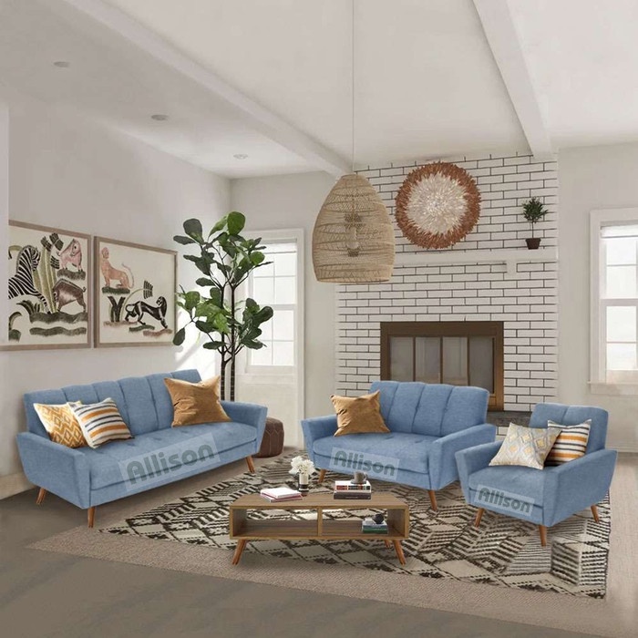 Winston Sofa Set Ruang Tamu Minimalis 3-2-1 Biru Muda
