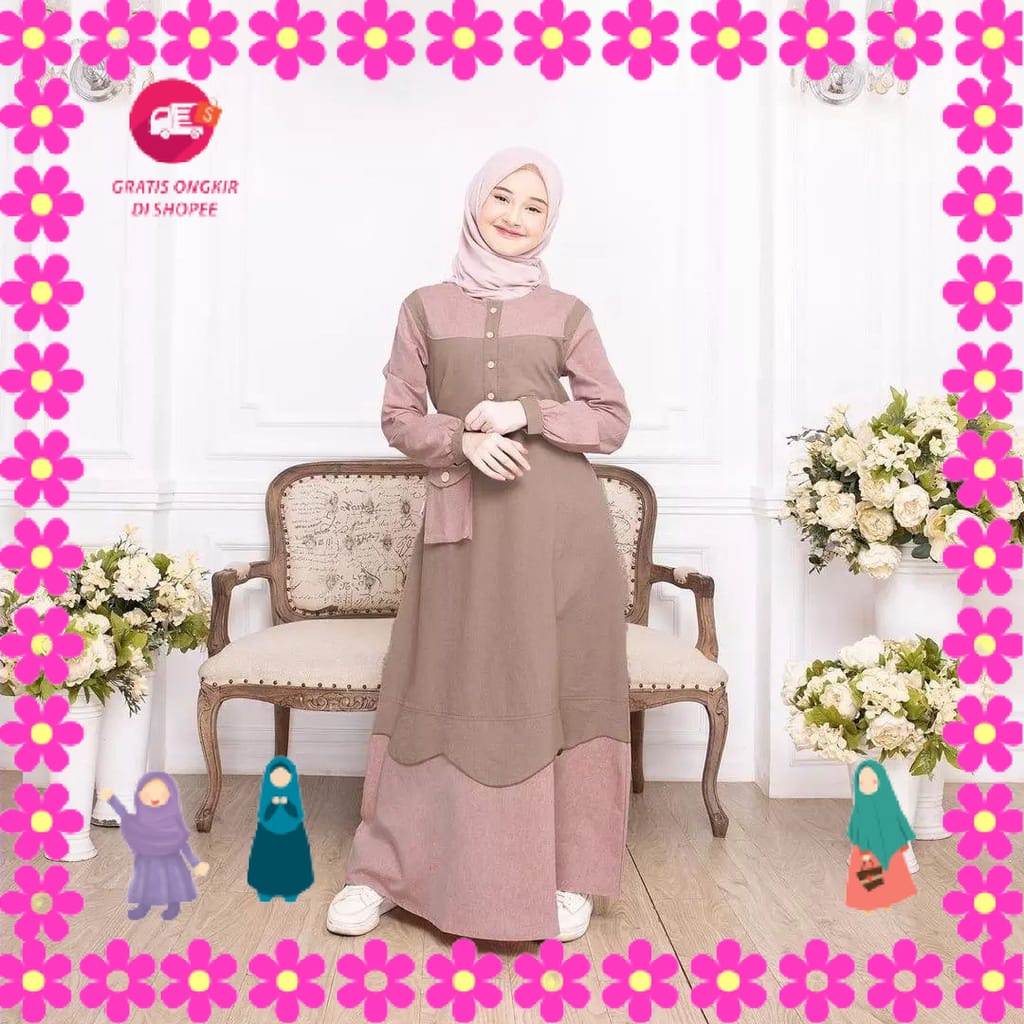 BAJU MUSLIMAH ANAK PEREMPUAN GADIS WANITA GIRLS MOTIF CUANTIK / GAMIS ANAK TANGGUNG USIA 10-11-12-13