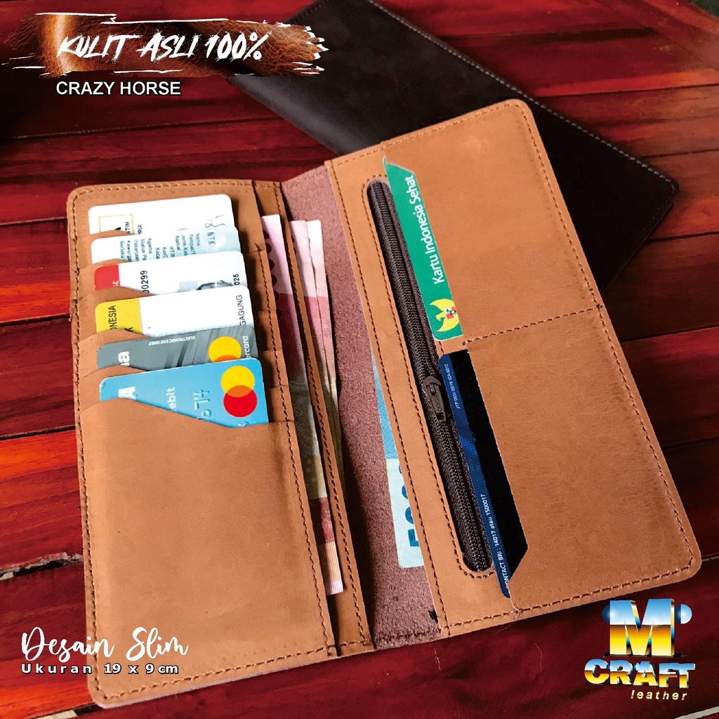 DOMPET PANJANG CRAZY HORSE / DOMPET PRIA WANITA KULIT ASLI CRAZY HORSE