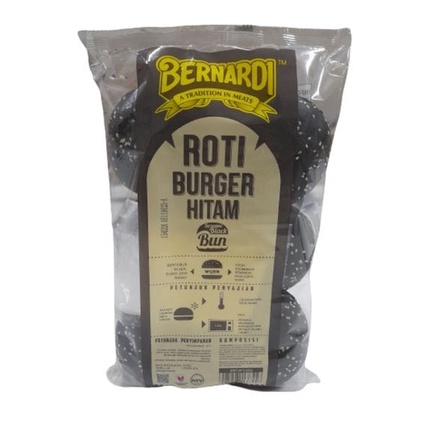 

BERNARDI ROTI BURGER HITAM WIJEN 300gr ISI 6 / BURGER BUN