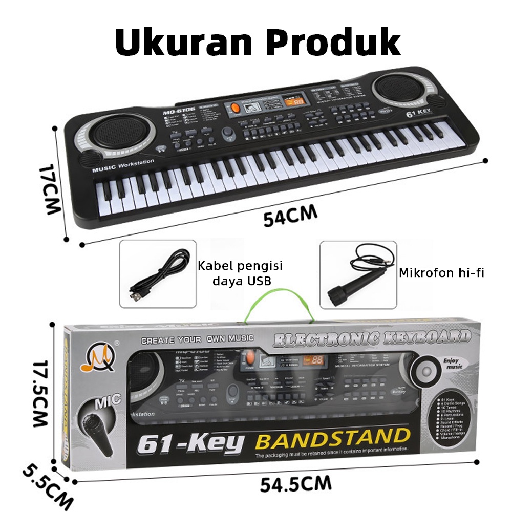 Tatajoy Piano Elektronik Keyboard Piano Anak Mainan elektronik Edukasi Alat Musik Anak nyanyi Mic piano dewasa pemula murah