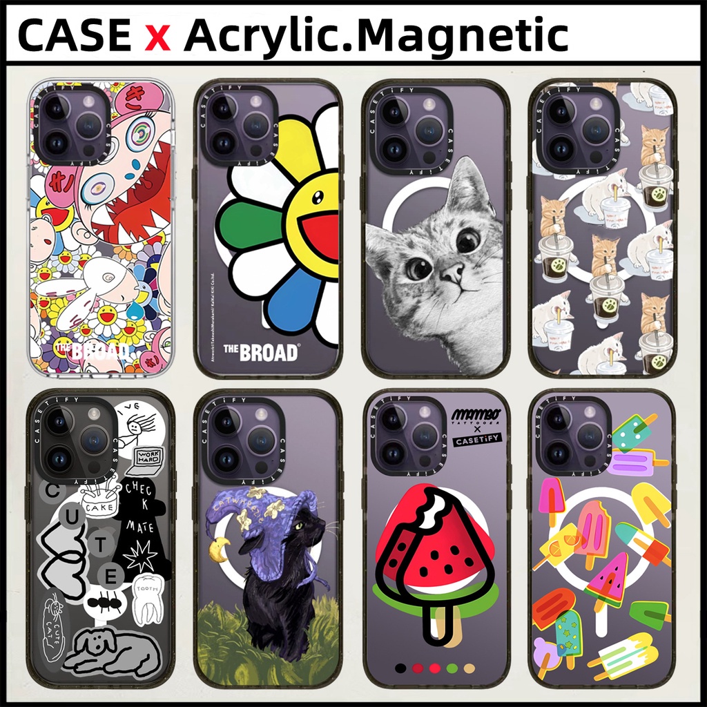 CASETIFY【Murakami Takashi】Acrylic Magnetic Casing For iPhone 15 Pro Max 15 Plus case Wizard hat coff