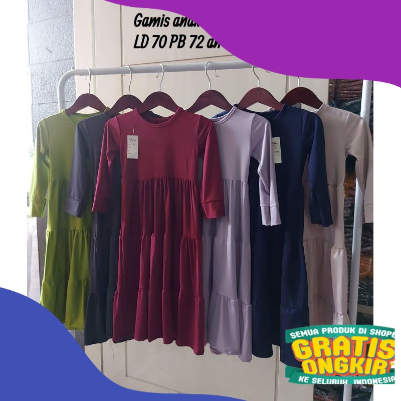 (PROMO) GAMIS ANAK SUSUN /GAMIS JERSY ANAK MODEL SUSUN SERUT REMPEL / BAHAN JERSEY/ Kuaitas bagus