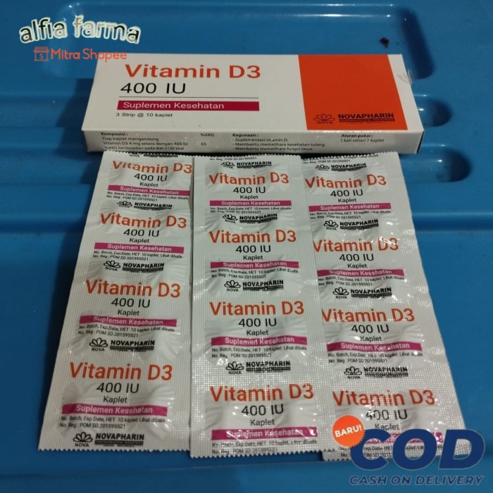 vitamin d3 400 iu novapharin strip 10 tablet originale