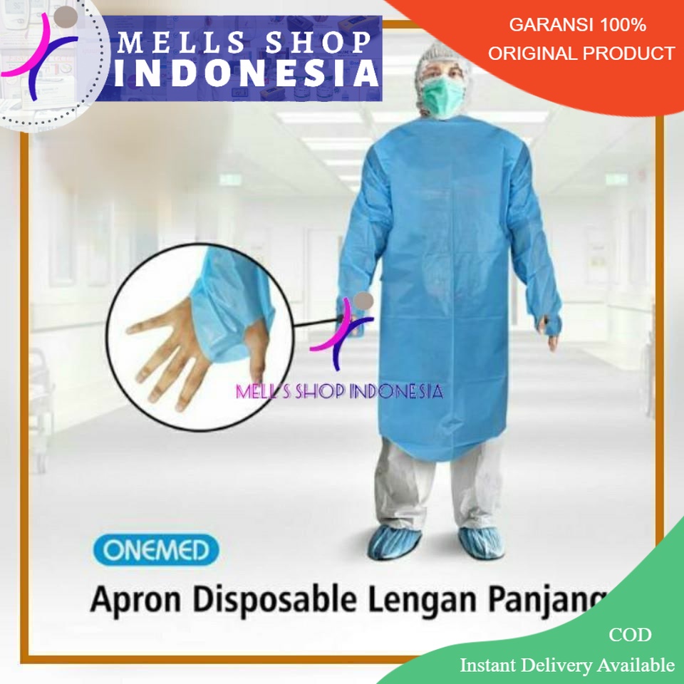 Apron Celemek Plastik Lengan Panjang Onemed/ Apron Plastik / Onemed / Apron Medis / Apron Lengan Pan