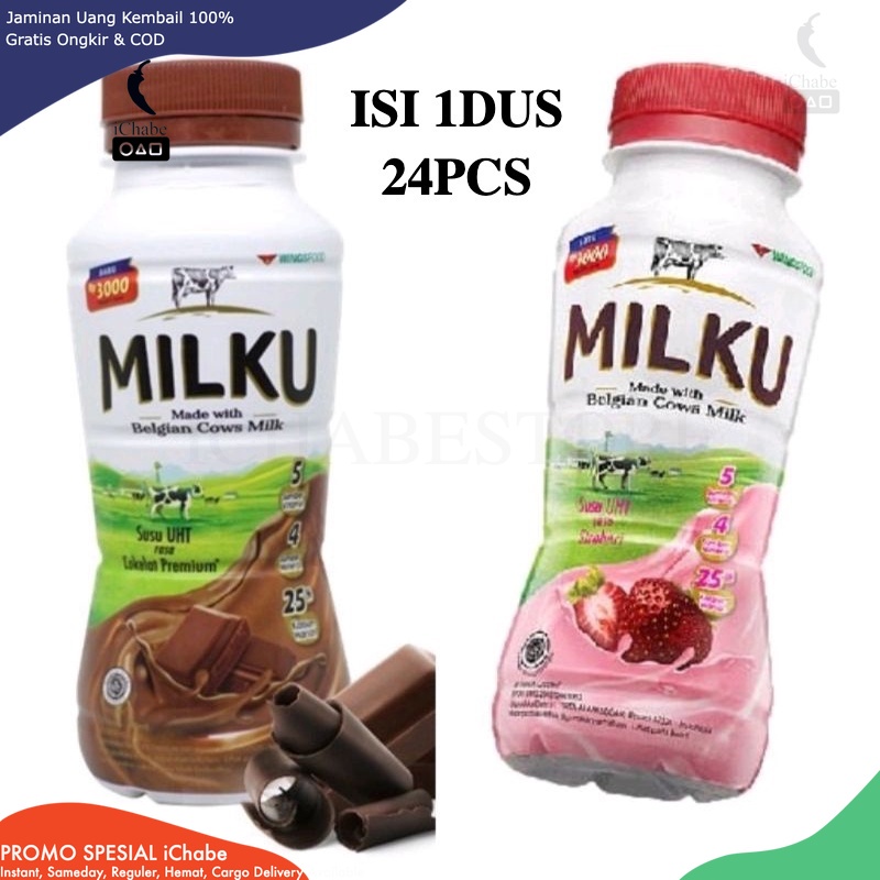 

[BISA COD] DS (1DUS/12PCS) MILKU susu 200ML Rasa Coklat/strawberry