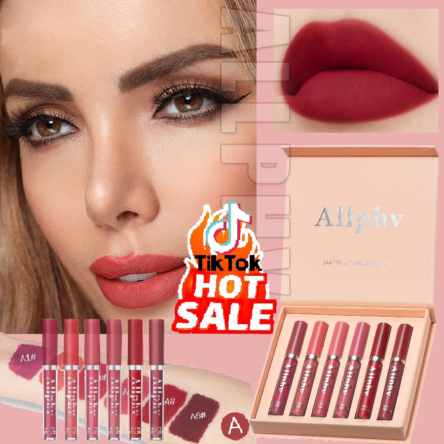 【box isi 6pcs】Ampelia Lipstik paket 6 warna Makeup Set Matte Liquid Lipstick 6pcs Lip gloss Lipstik 