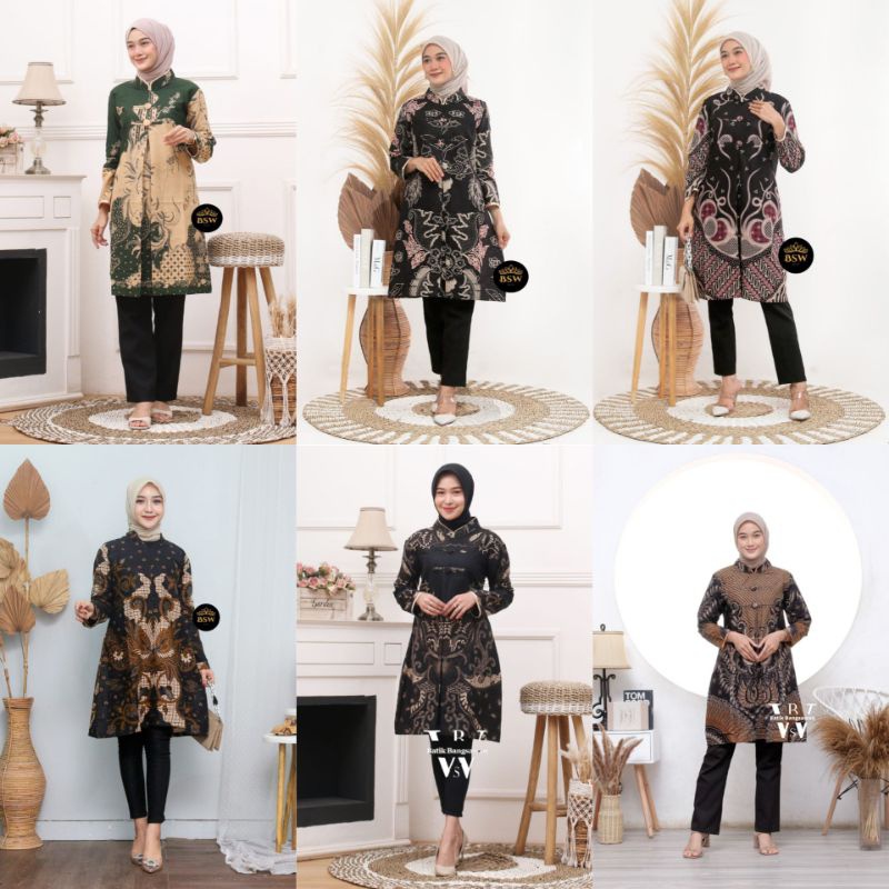 Afkar Batik Tunik Batik Kancing aktif katun prima maura batik kancing