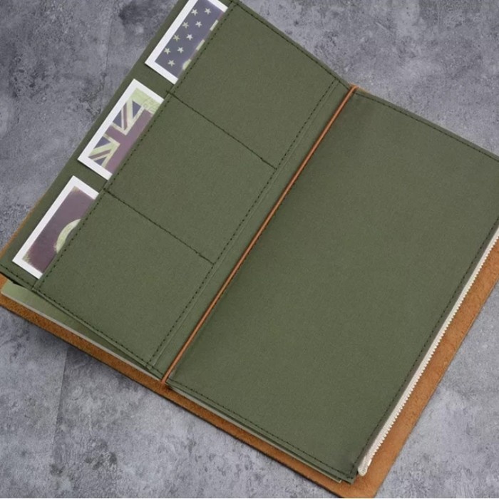

MURAH- Canvas zipper pouch for Travelers Notebook size passport - GrayGreen Reglr- 1.2.23