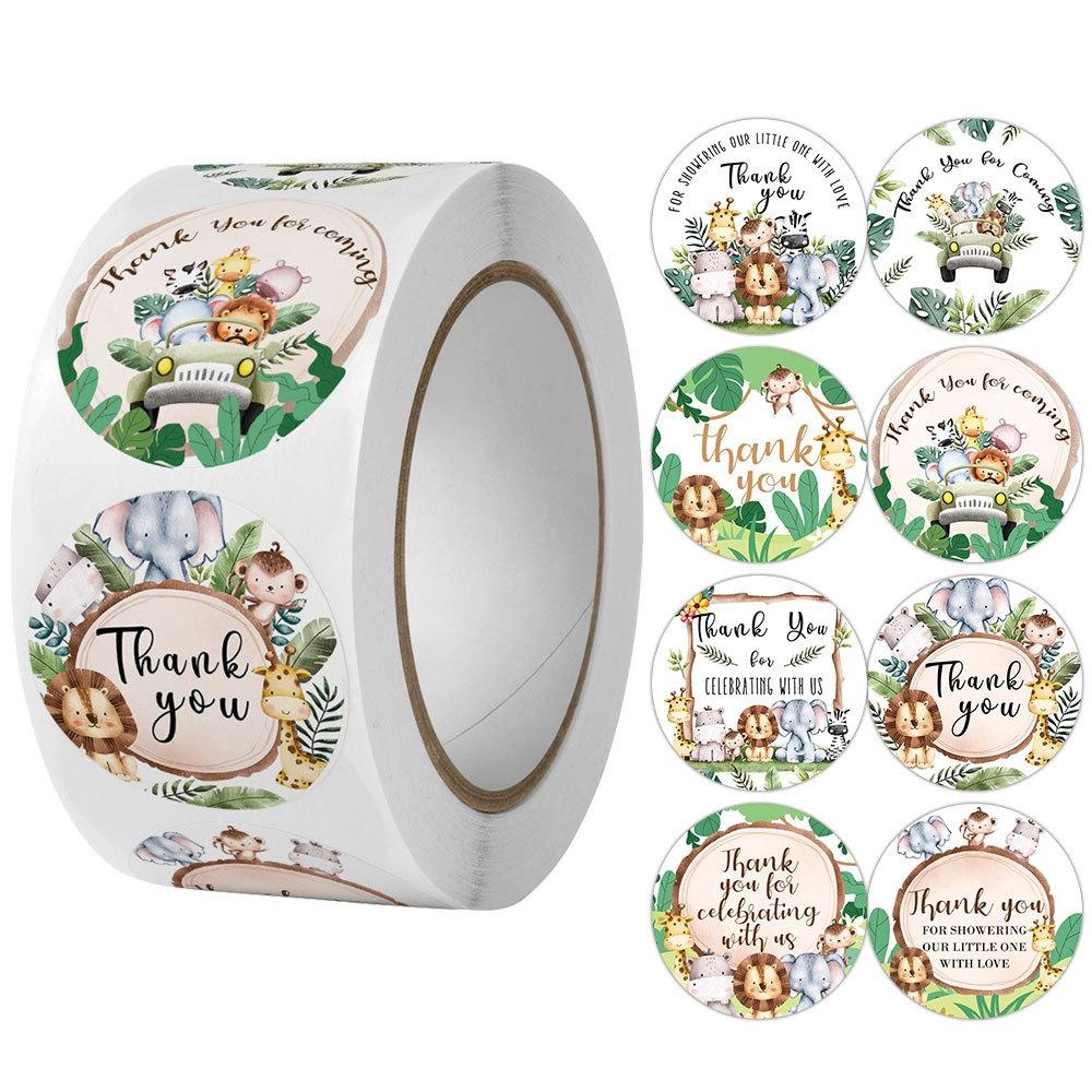 

(HOCANPARTY) 500PC STIKER LABEL KEMASAN HAMPERS BUKU DIARY MOTIF ANIMAL JUNGLE STICKER DIY TUMBLER
