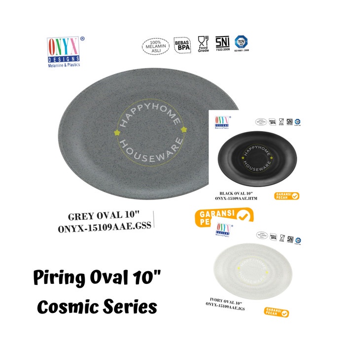 ONYX Piring Oval Melamin 10" Cosmic Granite Piring Oval Premium Onyx 27cm