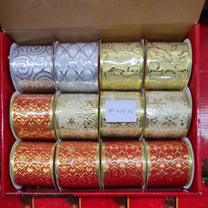 

{apf_storee} Pita Natal Rol Pita Embos 6.3cm 2.5m Dekorasi Hiasan Parcel Kado Natal