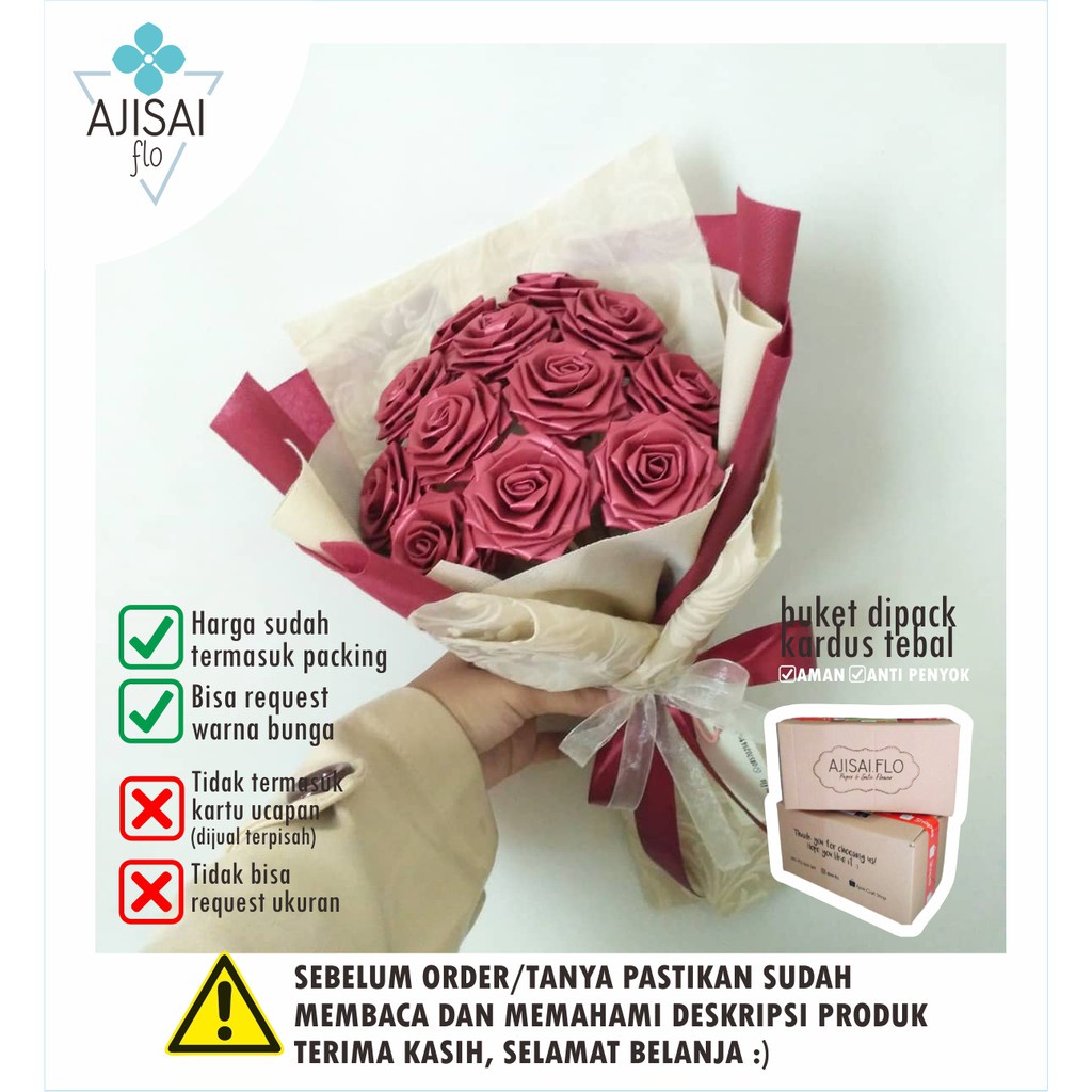 Ajisai.flo Buket Bunga Mawar Kertas Isi 12 Untuk Hadiah Wisuda Kado Ulang Tahun Anniversary Cewek Cowok