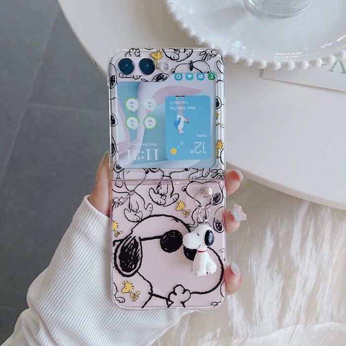Andar clear case samsung galaxy Z flip 3 casing bening pendant snoopy