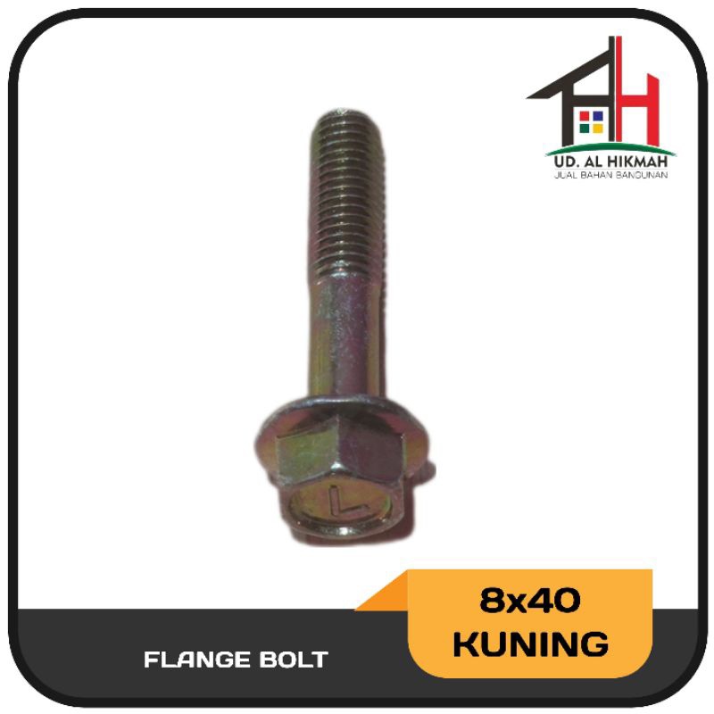 Baut Topi Kuning M8 X 40 Kunci 12 / BAUT Flange Bolt M8x40