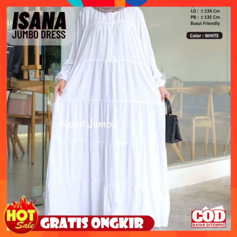 KAIN ADEM HALUS TEBAL / ISANA JUMBO DRESS POLOS LD 130 140 cm SUSUN LIMA BAHAN RAYON PREMIUM BUSUI F