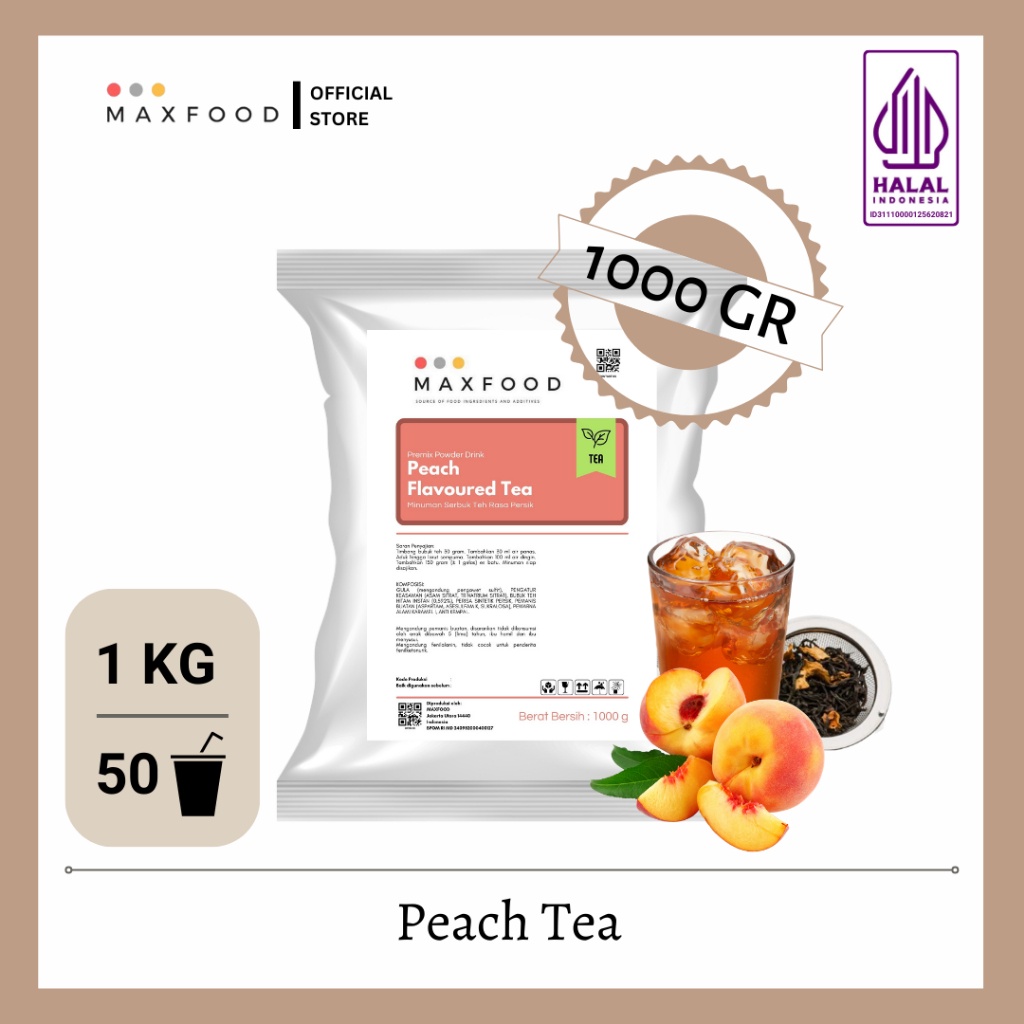 

MAXFOOD - Peach Tea/ Teh Persik/ Bubuk Minuman Rasa Persik Tea 1 Kg