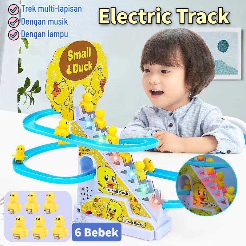 【COD】Mainan Anak Seluncur Tangga Bebek Mainan Track Slide Track Balap Naik Tangga Mainan Bebek Naik 