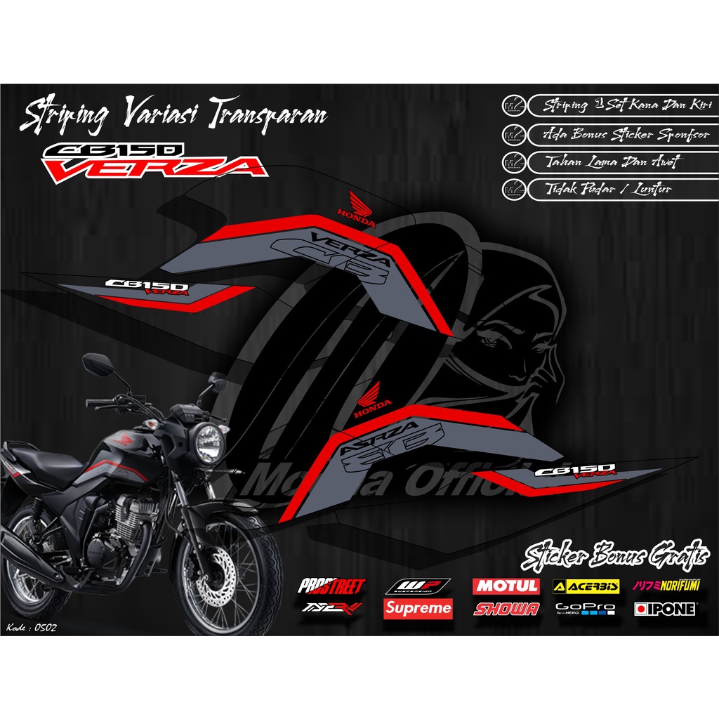 0502 Striping List Variasi CB 150 VERZA Transparan Terbaru / Sticker Striping Variasi CB150 VERZA Te