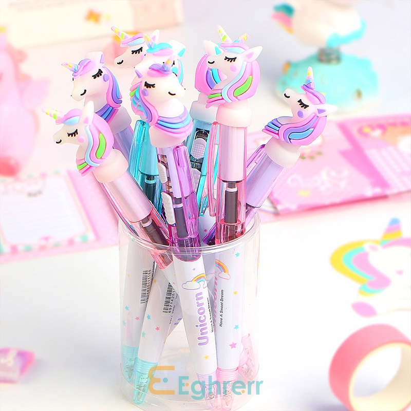 

✨EG-Bolpoin Unicorn Bercahaya Pena Bolpoin Menyala Kreatif Kartun Alat Tulis Anak School Supplies-Eghrerr