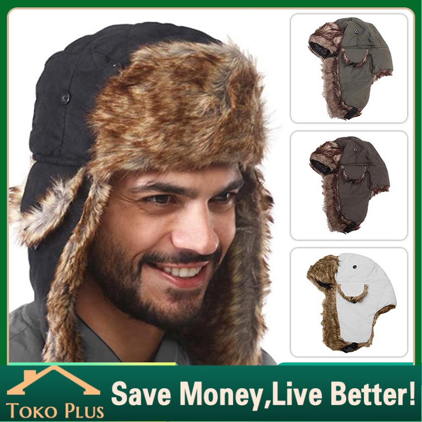 Topi Rusia Musim Dingin Pria Wanita / Topi Salju Rusia Ushanka Topi Trapper Bomber Anti Dingin Outdo