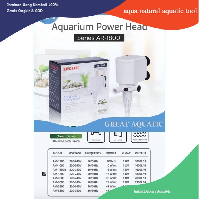 Pompa celup aquarium power head KIYOSAKI AR 1800 putih