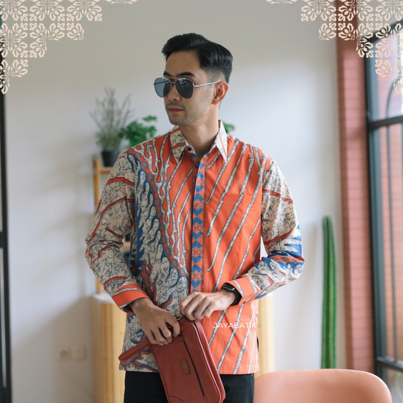 Batik Pria Modern Slimfit Baju Batik Pria Lengan Panjang MODERN Premium Seragam BATIK Full Furing A1