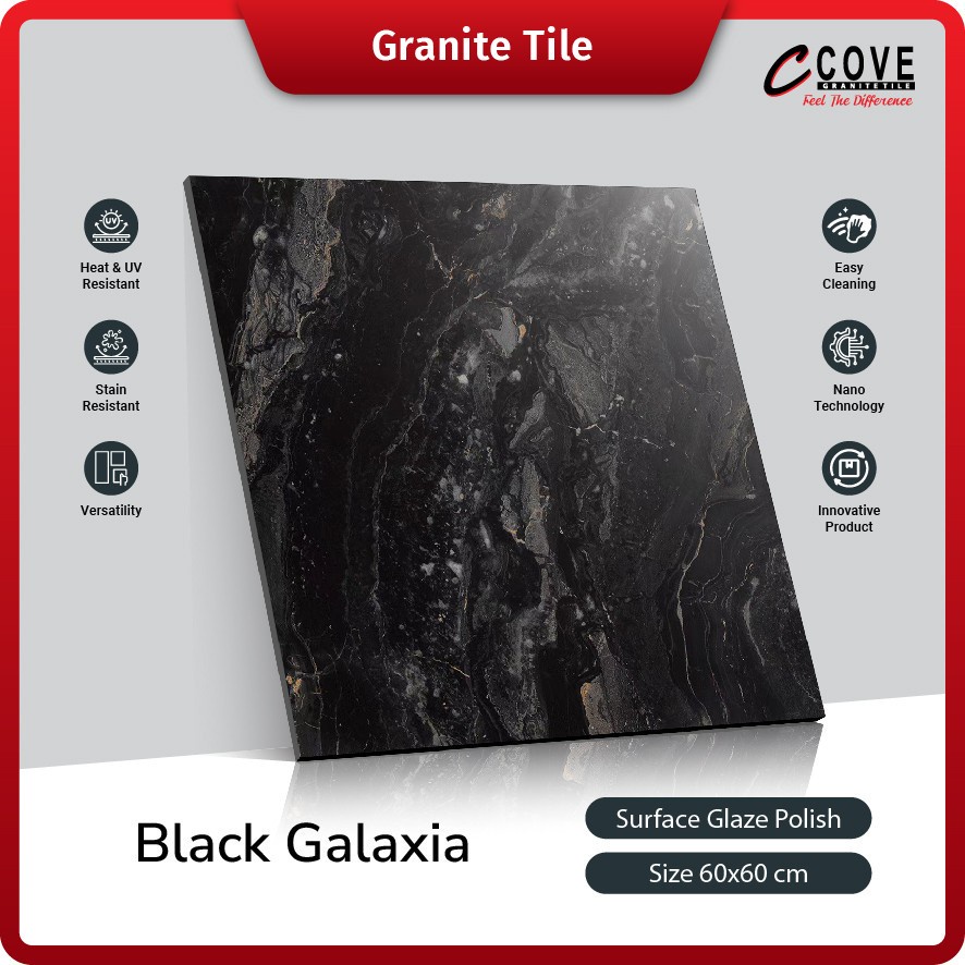 Cove Granite Tile Black Galaxia 60x60 Granit / Keramik Lantai