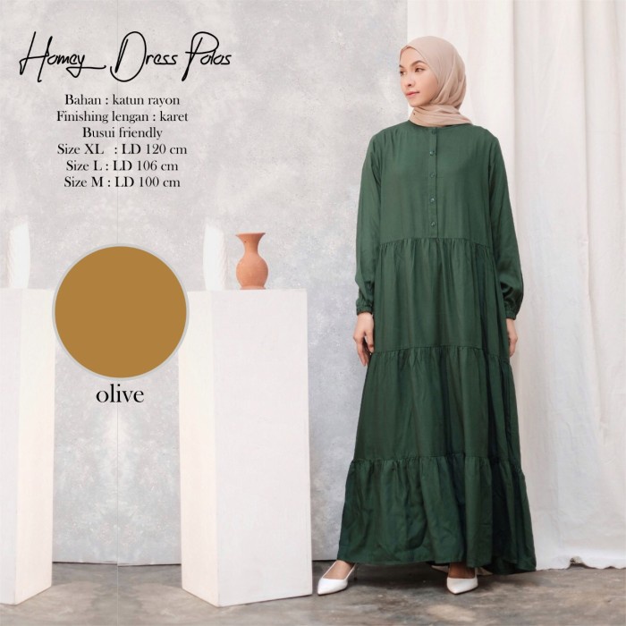 best -Gamis Dewasa - Homey Dress Polos Jumbo Bahan Katun Rayon Premium Adem - M (ld 100cm), DEEP ORA