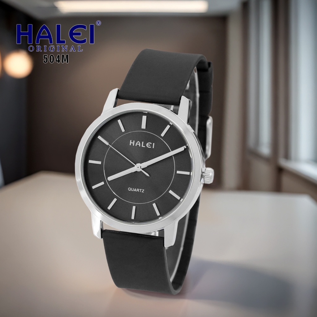 Halei Watch 504 M - Jam Tangan Halei Pria Karet Analog Kekinian - Tahan Air dan Garansi 1 Tahun. Fre