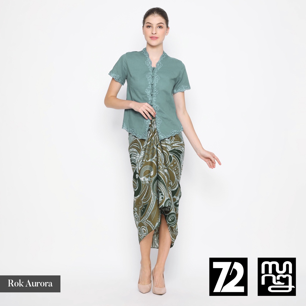ROK BATIK SPAN Aurora Skirt Lilit Kebaya Instan Modern Wanita Motif Aresya Warna Hijau 724254 Cap 72