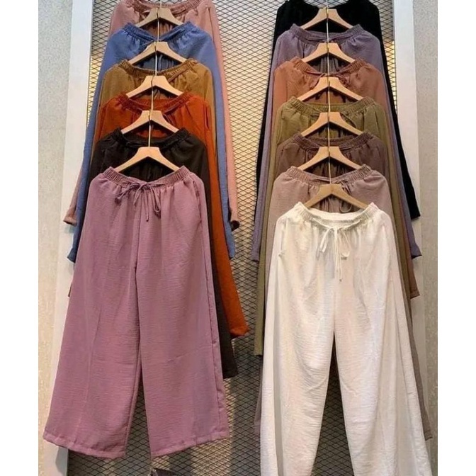 W & K - ZPF OOTD WANITA LINDA / CELANA KULOT CRINGKLE / Kulot Highwaist Kekinian / Outfit Celana Kul