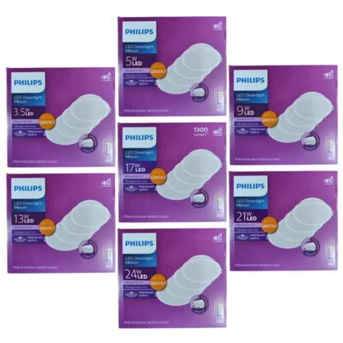 Philips Downlight LED Meson Pack 9 Watt G5 105 9W  Multipack 3 Free 1