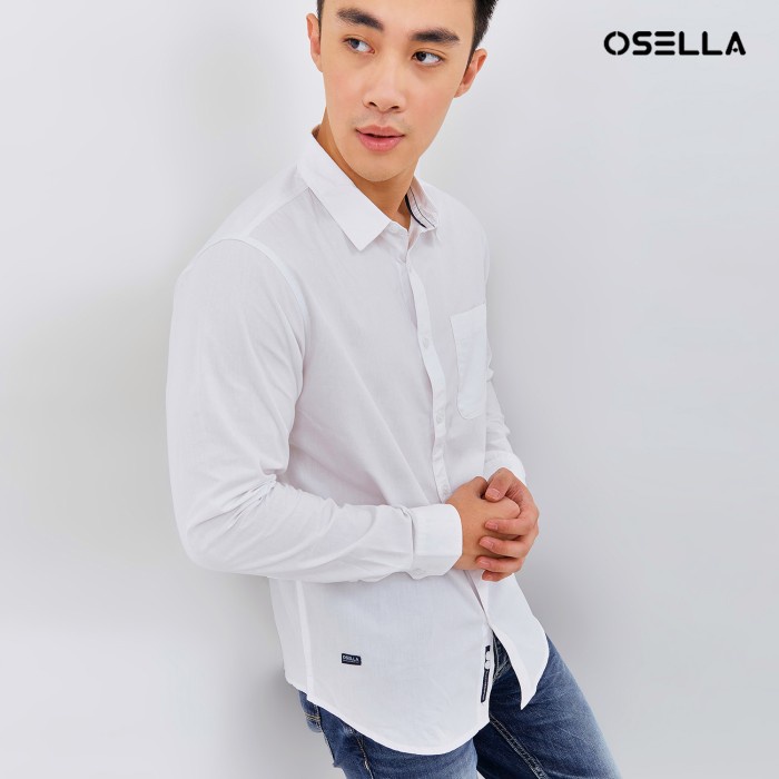 Osella Regular Fit Long Sleeve Shirt in White | Kemeja Pria Lengan Panjang | Kemeja Putih 2037302801