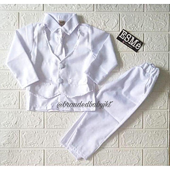 setelan set jas rompi putih anak cowo cocok untk baptis , akikah - 1