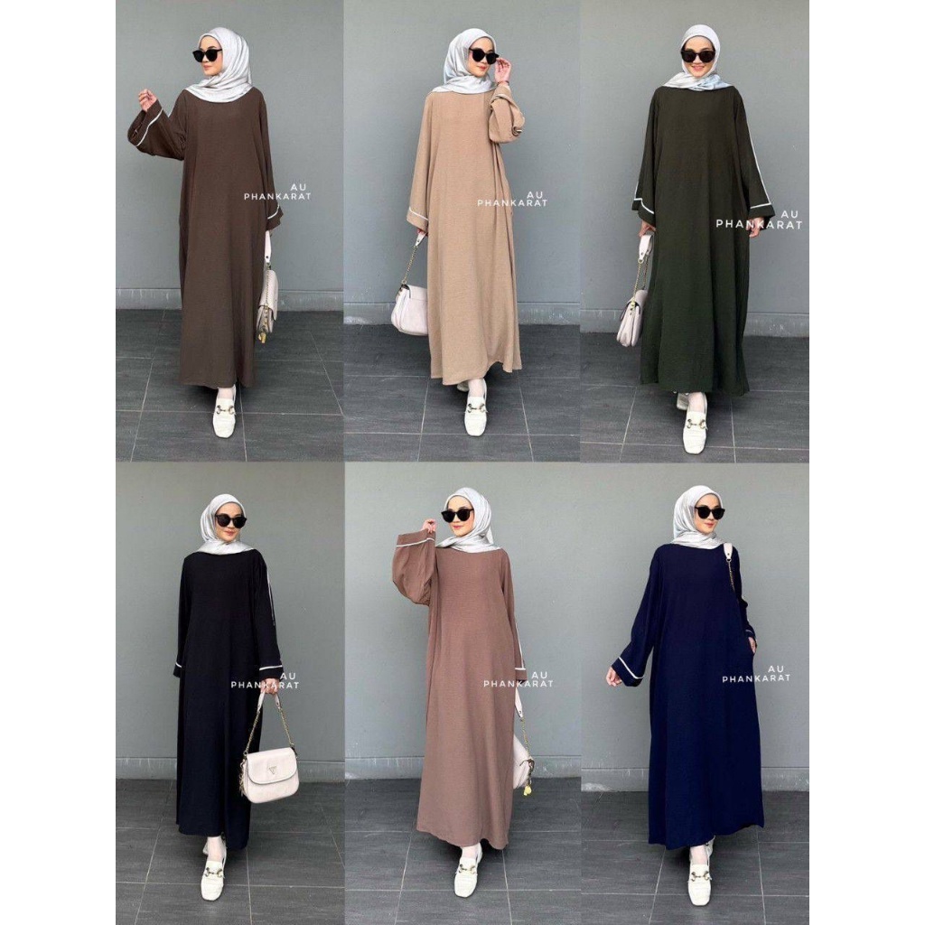 21267 LONG MAXI PHANKARAT BANGKOK WANITA MAXY DRESS OBLONG WHITE LINE PREMIUM IMPORT THAILAND BKK PR