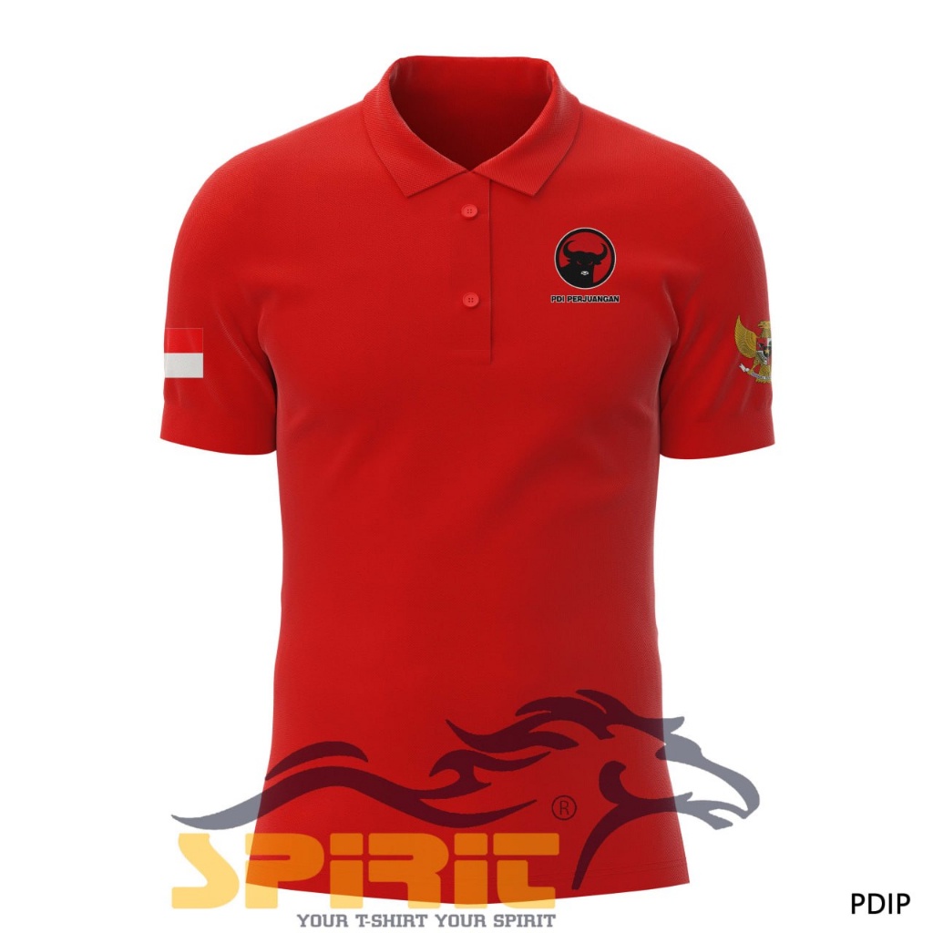 Baju Polo Partai PDIP Kaos Kerah PDI Perjuangan Lengan Pendek Premium Pria Wanita Big Size