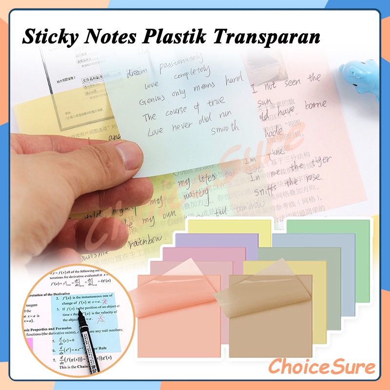 

Sticky Notes Pad Plastik Transparan / Sticky Note Transparan anti air tahan air / Sticky Notes Transparan Tahan Air Untuk Kantor