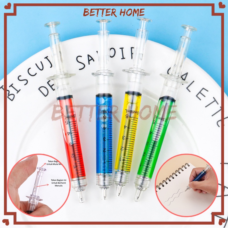 

Pulpen Tulis Bentuk Jarum Suntik Lucu/Souvenir pulpen suntik cair