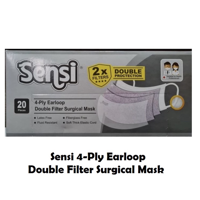 SENSI Surgical Masker 4 Ply Earloop 2x Double Filter Protection