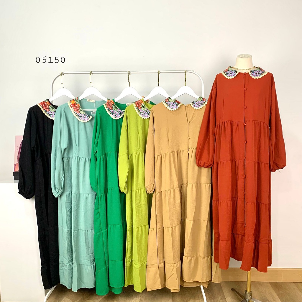 05150 TUNIK RUFFLE KERAH RENDA COLOR FULL BROKAT RENDA PREMIUM MODEL BABYDOLL TINGKAT RUFFLE ATASAN 
