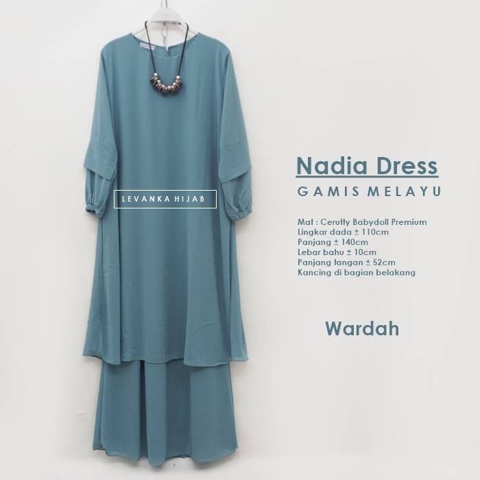 NADIA Dress / Gamis Malaysia atau Gamis Melayu bahan Ceruti Baby Doll  - Wardah