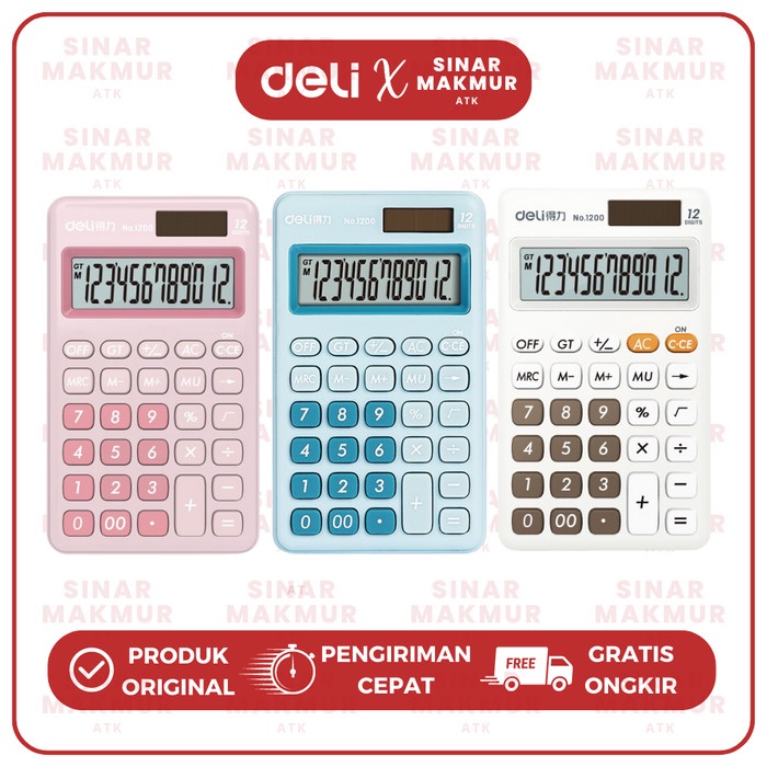 

Desktop Calculator/Kalkulator Mini Portable Dual Power 1200 Deli (PCS)