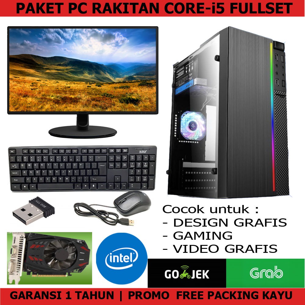 KOMPUTER/PC RAKITAN GAMING LENGKAP FULLSET i5-3470 VGA 4GB RAM 16GB MONITOR / GAMING PC/KOMPUTER COR