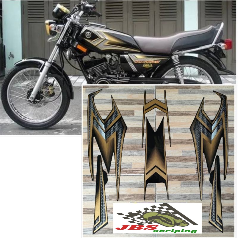 striping stiker  Yamaha rx king hitam gold tahun 2004 lis striping rx king