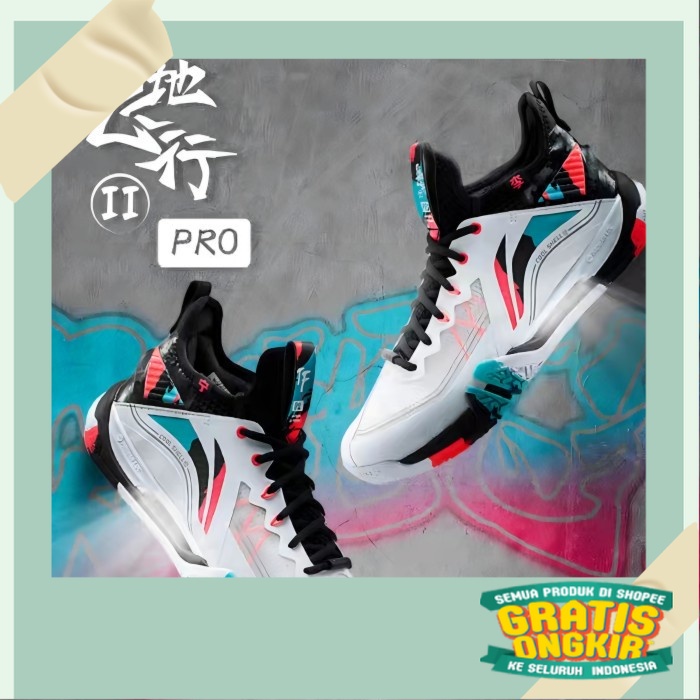FLASH SALE DISKON New Sepatu Badminton Lining Saga 2 / II Pro AYAT003 White Black/Hijau Hitam Putih Biru