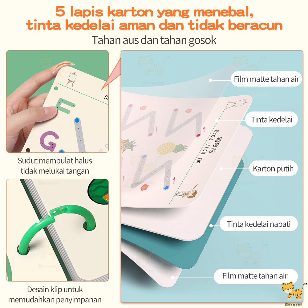 

mdn ID BEVAVAR Magic Workbook belajar menulis Buku Edukasi Anak Belajar Tracing Wipe and Clean Book