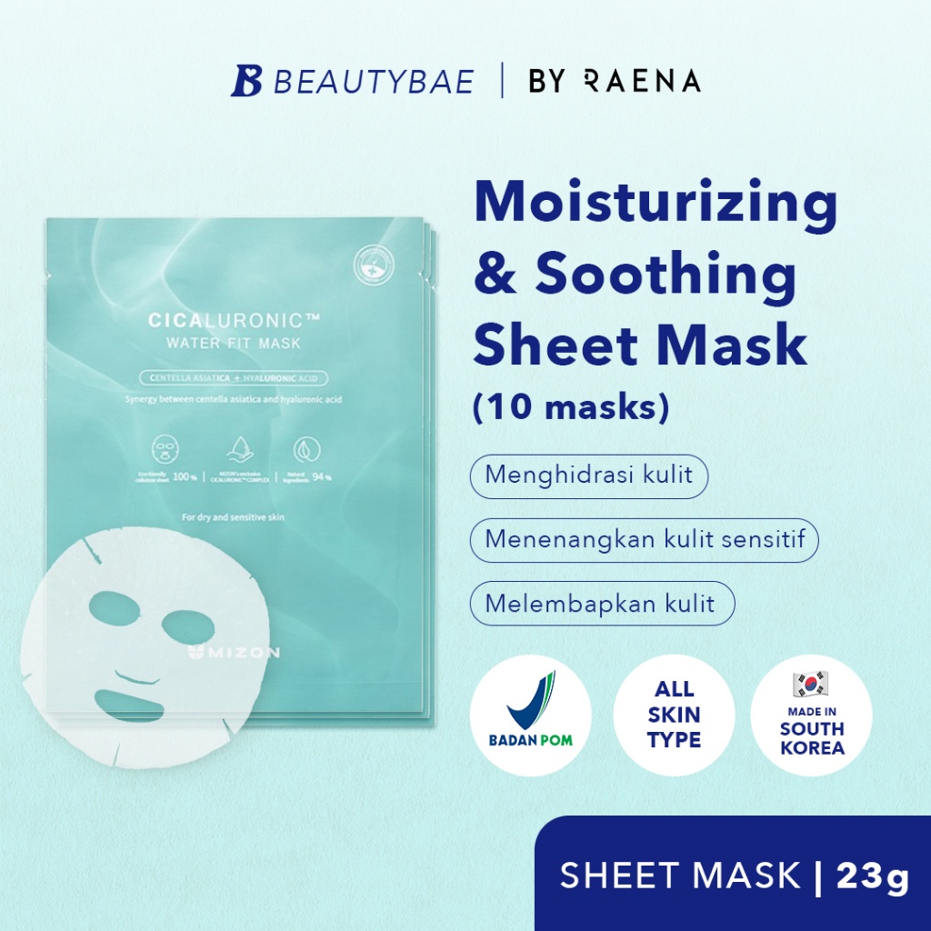 Mizon Cicaluronic Water Fit Mask 24G (Set Of 10)