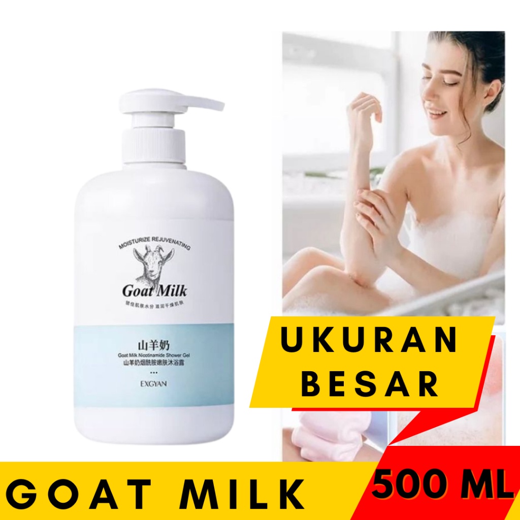 Whitening Body Wash Goat Milk Soap Sabun Cair Susu Kambing Pemutih Seluruh Badan Niacinamide Lembut 