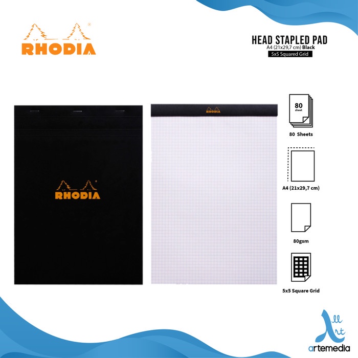 

Buku Catatan Rhodia A4 Head Stapled Pad N18 Notepad - BLANK ORANGE
